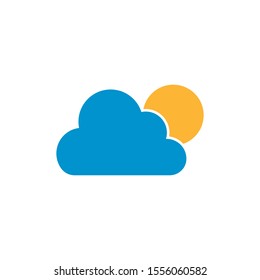 Flat sun and cloud weather icon isolated on white background. Vector illustration. Eps 10.