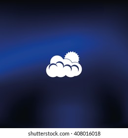 Flat sun and cloud weather icon.
