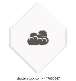 Flat sun and cloud weather icon.