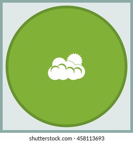 Flat sun and cloud weather icon.