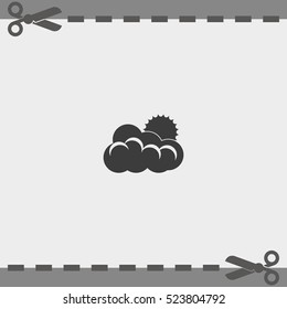 Flat sun and cloud weather icon.