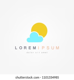 Flat sun and cloud weather web icon