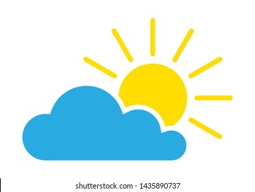 Flat sun and cloud weather web icon. Simple vector illustration.