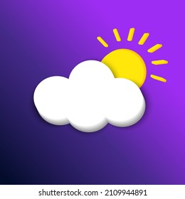 Flat sun and cloud weather web icon