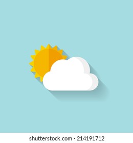 Flat Sun And Cloud Weather Web Icon