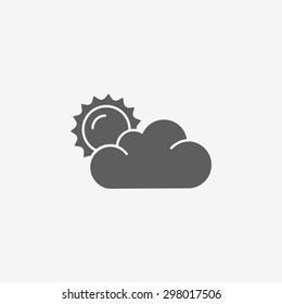 Flat sun and cloud weather web icon