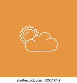 Flat sun and cloud weather web icon