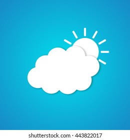 Flat sun and cloud weather web icon

