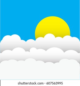 Flat sun and cloud weather web icon