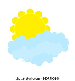 Flat sun and clouds Icon. Summer pictogram on white background. Sunlight symbol. Vector illustration, EPS10