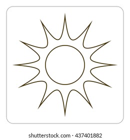 Flat sun contour in black frame.  Vector illustration.