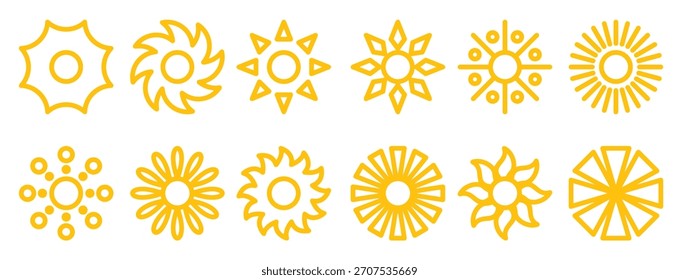 colección de icono de Formas diferentes Flat Sun