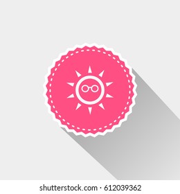 Flat sun icon with glass 