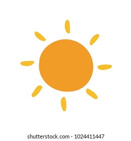 Flat sun icon. Hand-drawn sun. Vector illustration. Sun pictogram. Template vector illustration. Cartoon sun copyspace daytime trendy symbol website cartoon space logo nature summertime season heat