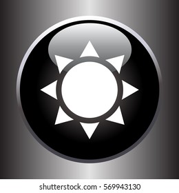 Flat sun icon on black button