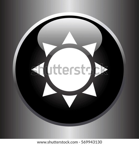 Flat sun icon on black button