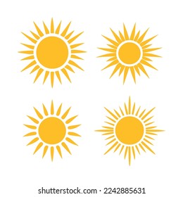 Flat sun icon. Sun pictogram. Doodle suns set