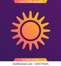 Flat sun icon. Sun pictogram. Trendy vector summer symbol for website design, web button, mobile app. Template vector illustration.
