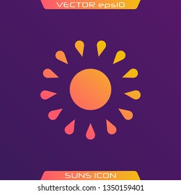 Flat sun icon. Sun pictogram. Trendy vector summer symbol for website design, web button, mobile app. Template vector illustration.
