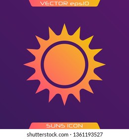 Flat sun icon. Sun pictogram. Trendy vector summer symbol for website design, web button, mobile app. Template vector illustration.