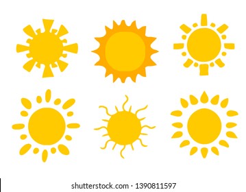 Flat sun icon. Sun pictogram. Trendy vector summer symbol for website design, web button, mobile app.