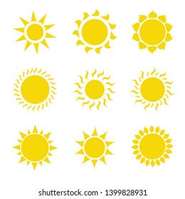 Flat sun icon. Sun pictogram. Trendy vector summer symbol for website design, web button, mobile app. Template vector illustration.
