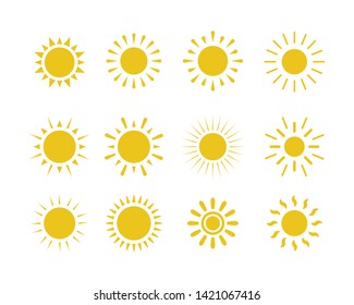 Flat sun icon. Sun pictogram. Trendy vector summer symbol for website design, web button, mobile app. Template vector illustration.
