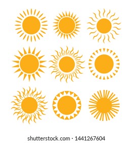 Flat sun icon. Sun pictogram. Trendy vector summer symbol for website design, web button, mobile app. Template vector illustration.