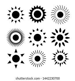 Flat sun icon. Sun pictogram. Trendy vector summer symbol for website design, web button, mobile app. Template vector illustration.