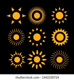 Flat sun icon. Sun pictogram. Trendy vector summer symbol for website design, web button, mobile app. Template vector illustration.