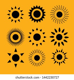 Flat sun icon. Sun pictogram. Trendy vector summer symbol for website design, web button, mobile app. Template vector illustration.