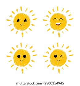 Icône soleil plat. Un pictogramme de soleil. Symbole d'été vectoriel branché pour la conception de site Web, bouton Web, application mobile. image vectorielle doodle suns.