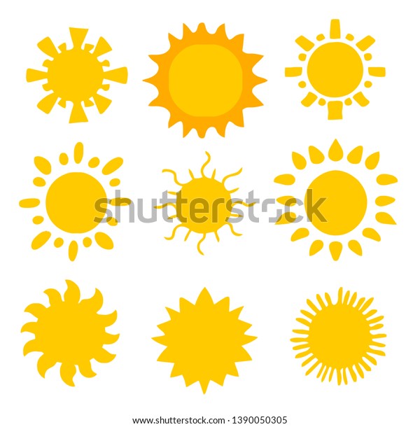 平らな日のアイコン 太陽の絵文字 ウェブサイトデザイン ウェブボタン モバイルアプリのトレンディーなベクター画像の夏のシンボル のベクター画像素材 ロイヤリティフリー