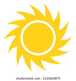 Flat sun icon. Sharp light rays star. Sunbeam symbol