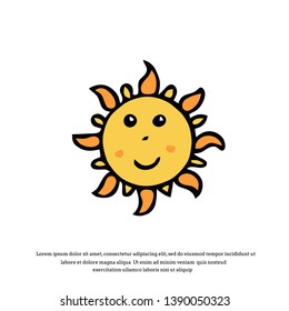 Flat sun icon. Solar pictogram. Trendy vector summer symbol for web design, web button, mobile app. cartoon character.