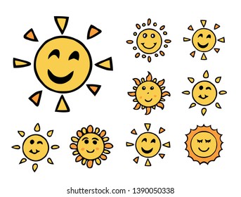 Flat sun icon. Solar pictogram. Trendy vector summer symbol for web design, web button, mobile app. cartoon character.