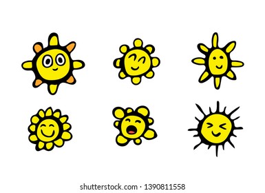 Flat sun icon. Solar pictogram. Trendy vector summer symbol for web design, web button, mobile app. cartoon character.