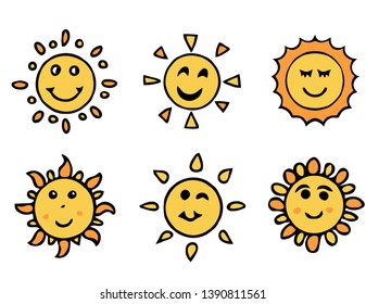 Flat sun icon. Solar pictogram. Trendy vector summer symbol for web design, web button, mobile app. cartoon character.