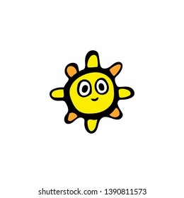 Flat sun icon. Solar pictogram. Trendy vector summer symbol for web design, web button, mobile app. cartoon character.