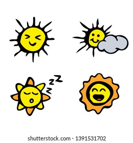 Flat sun icon. Solar pictogram. Trendy vector summer symbol for web design, web button, mobile app. cartoon character.