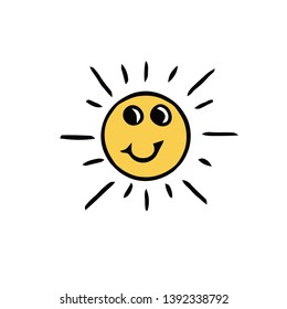Flat sun icon. Solar pictogram. Trendy vector summer symbol for web design, web button, mobile app. cartoon character.