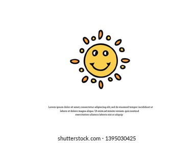 Flat sun icon. Solar pictogram. Trendy vector summer symbol for web design, web button, mobile app. cartoon character.