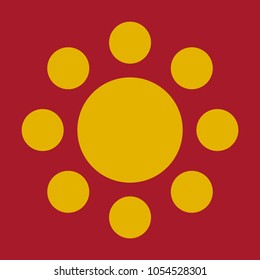 Flat sun Icon. Summer pictogram. Sunlight symbol. Vector illustration,