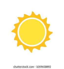 Flat sun icon. Summer pictogram. Template vector illustration. Cartoon sun. Isolated on white background. High quality. Flat summer sunrays sunshine sunbeam sunlight. Hand-drawn sun. Premium quality.