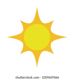 Flat sun icon. Summer pictogram. Template vector illustration. Cartoon sun. Isolated on white background. High quality. Flat summer sunrays sunshine sunbeam sunlight. Hand-drawn sun. Premium quality.