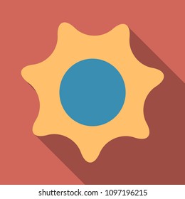 Flat sun Icon. Summer pictogram. Sunlight symbol. Vector illustration, EPS10.