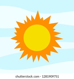 Flat sun Icon. Summer pictogram. Sunlight symbol. Vector illustration
