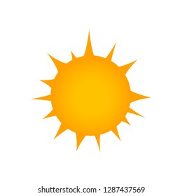 Flat sun Icon. Summer pictogram. Sunlight symbol. Rays. Vector illustration isolated on white background.