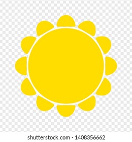 Flat sun Icon. Summer pictogram on transparent background. Sunlight symbol. Vector illustration, EPS10