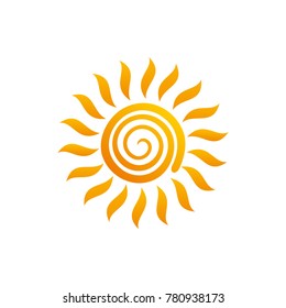 Flat sun Icon. Summer pictogram. Sunlight symbol. Vector illustration
